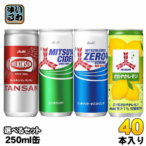 ウィルキンソン 三ツ矢サイダー 250ml 缶 選べる 40本 (20本×2) アサヒ 炭酸飲料 炭酸水 選り取り よりどり タンサン ゼロストロング さわやかレモン