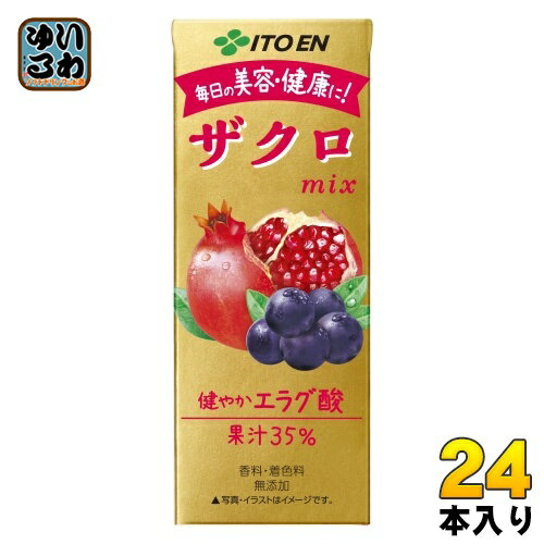 伊藤園 ザクロmix 200ml 紙パック 24本入 送料無料 ポリフェノール 無添加 ざくろ ザクロ