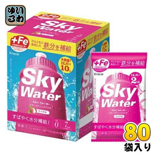 楽天いわゆるソフトドリンクのお店クラシエ スカイウォーター ライチ味 （1L用×2） 80袋 合計160リットル分 栄養機能食品 熱中症対策 スポーツドリンク 粉末