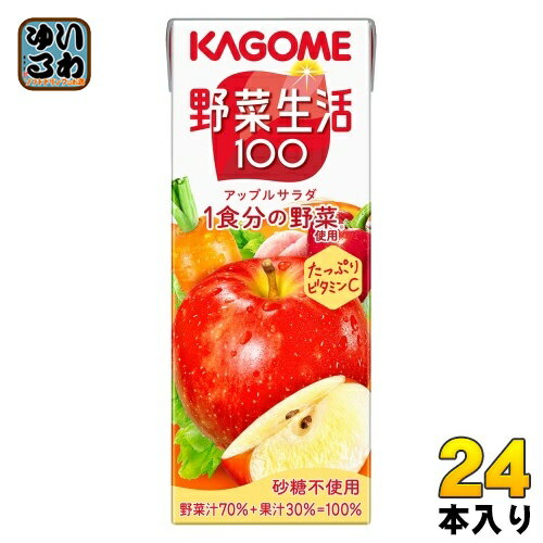 カゴメ 野菜生活100 アップルサラダ 200ml 紙パック 24本入 野菜ジュース 1食分の野菜使用 砂糖不使用