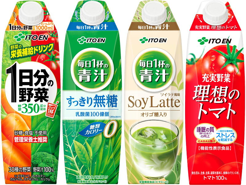 伊藤園 1日分の野菜 他 屋根型キャップ 1L 紙パック 選べる 12本 (6本×2) よりどり 野菜ジュース 機能性表示食品 栄養機能食品 青汁 ソイラテ 理想のトマト 無糖