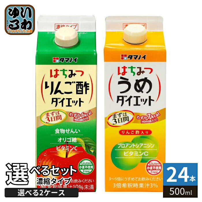 タマノイ 濃縮タイプ 500ml 紙パック 選べる 24本 (12本×2 まとめ買い) よりどり お酢飲料 3倍希釈 はちみつりんご酢 はちみつうめ ビネガードリンク