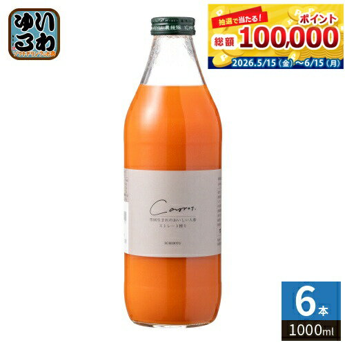 Carrot - いち粒 雪国生まれのおいしい人参ジュース 1000ml 瓶 6本入 野菜ジュース ストレート