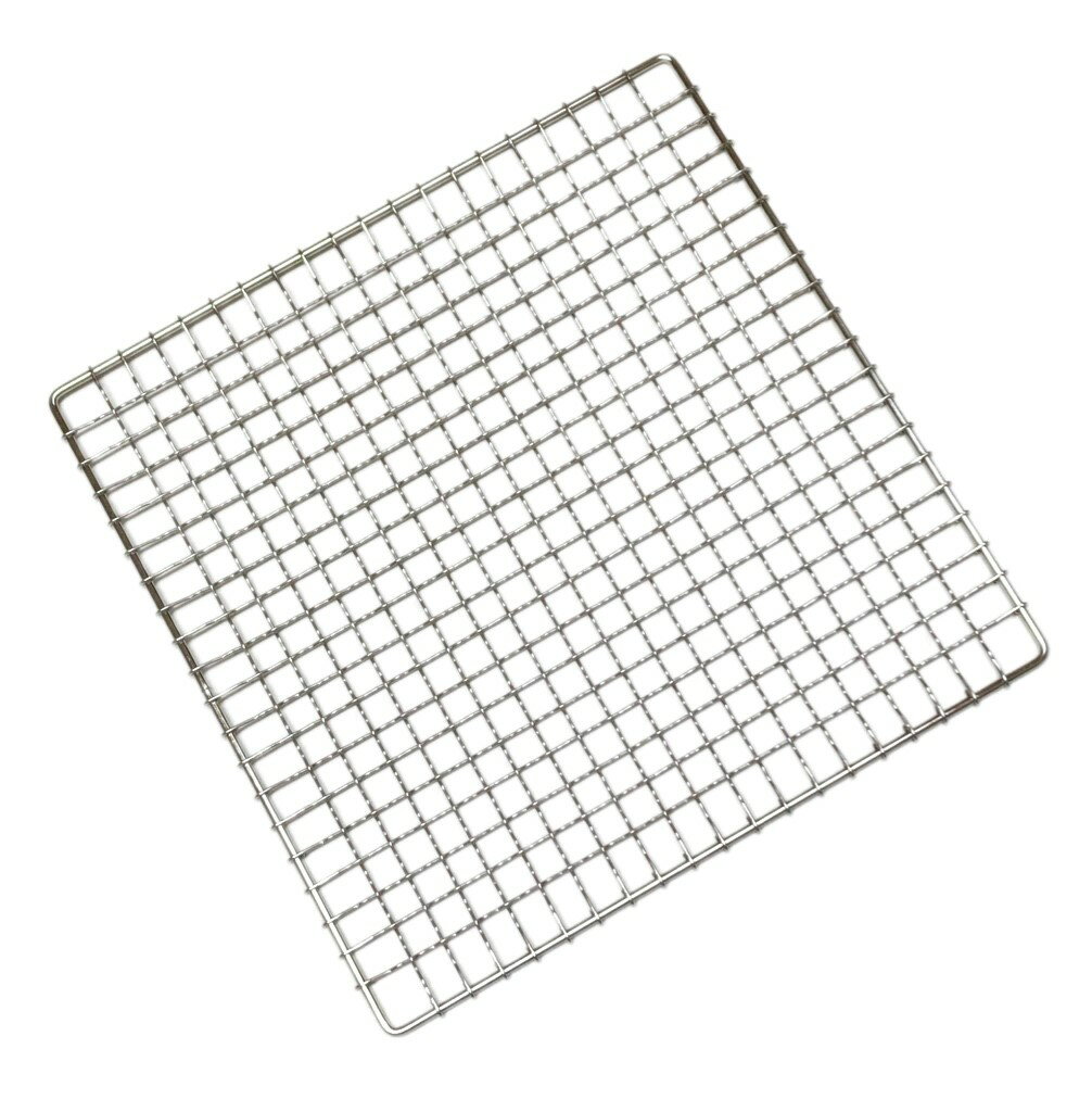 日本製　ステンレス製　高級　焼き網　約23.5cm×23.5cm　巻付け仕上げステンレス製だから、丈夫で錆びにくく、繰り返しつかえます網　焼網　ホルモン網　18-8ステンレス製　正方形型