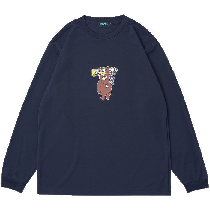 Arch[アーチ] Arch My hoop kumasan L/S tee / アーチ マイ フープ くまさん ロングスリーブTシャツ【T325-115】（Arch アーチ メンズ ユニセックス ロングスリーブ 長袖 Tシャツ ネイビー）
