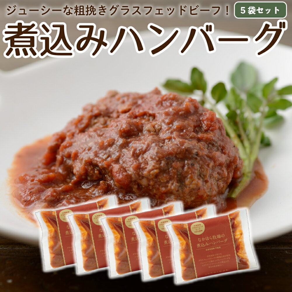 国産 ハンバーグ グラスフェッドビーフ 5食分 冷凍レトルト 温めるだけ 牛肉 放牧 牧草牛 お取り寄せ ［冷凍］