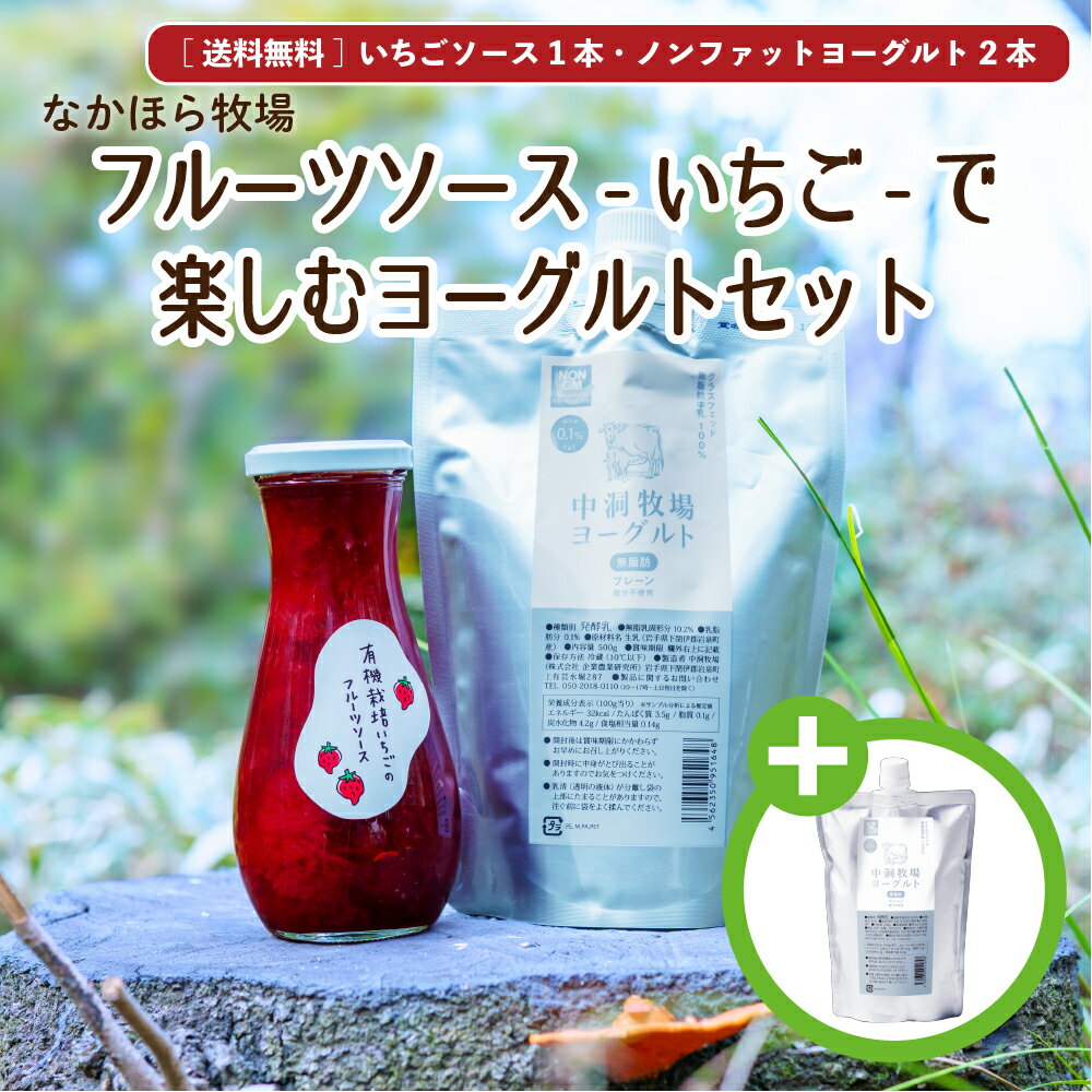 お中元 夏ギフト フルーツソース いちご で楽しむヨーグルトセット［冷蔵便 / 送料無料］ なかほら牧場 イチゴ ジャム 無脂肪 岩手 岩泉 ヨーグルト飲むヨーグルト 発酵 novのサムネイル