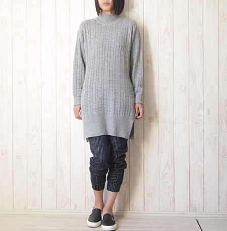 【ゆうメール可】LE VENT SOUFFLE(ルヴァンスフル) Mixed Angora Wool Cable Knit アンゴラ混ケーブル編みニットチュニックワンピース