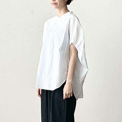 grin(グリン）先染めタイプライターエッグチュニックシャツ