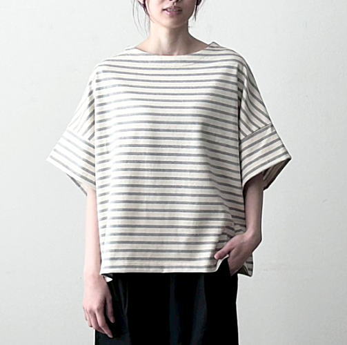 乐天商城 - harmonie(アルモニ)度詰め天竺ボーダービッグTシャツ