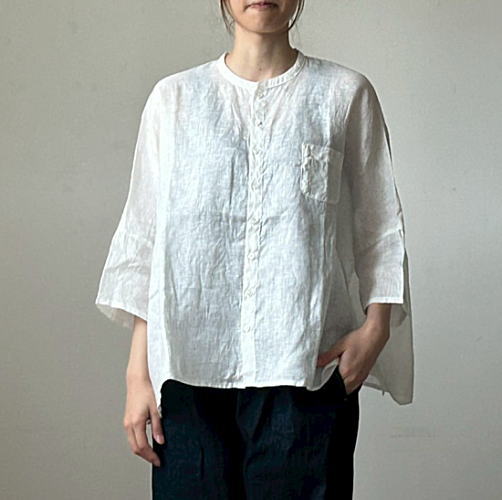 樂天商城 - NATURAL LAUNDRY(ナチュラルランドリー）60フレンチリネン ランドスケープシャツ