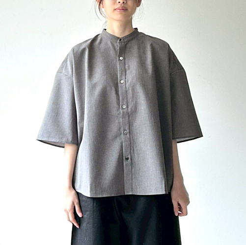 樂天商城 - TRAVAIL MANUEL(トラヴァイユマニュアル) ハイツイスト Pストレッチ バンドカラー シャツ