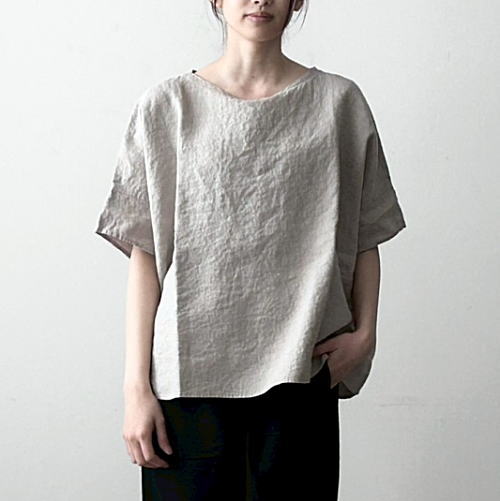 乐天商城 - TRAVAIL MANUEL(トラヴァイユマニュアル) フレンチリネンキャンバス ワイドプルオーバー　3015-61