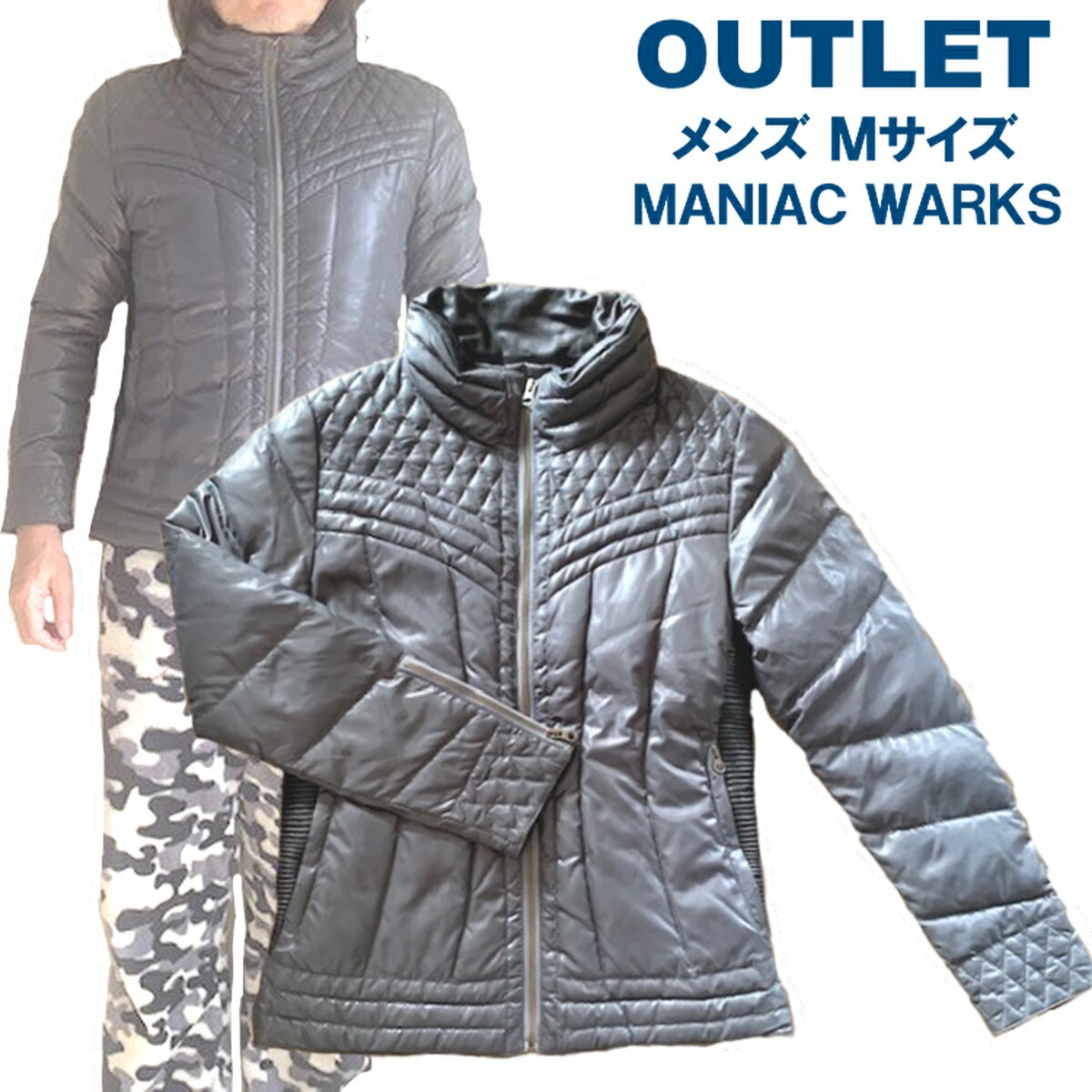 Rakuten - Rakuten 楽天ポイント5倍 アウトレット品 【MANIC WORKS】メンズ ジップアップブルゾン Mサイズ やや小さめサイズ【ポリエステル+合成皮革】