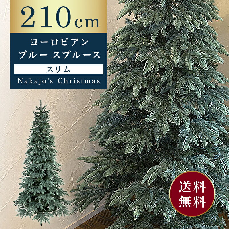  大型 クリスマスツリー リアル スリム 210cm ヨーロピアンブルースプルースツリースリム 北欧 もみの木 クリスマス木 Instagram 人気