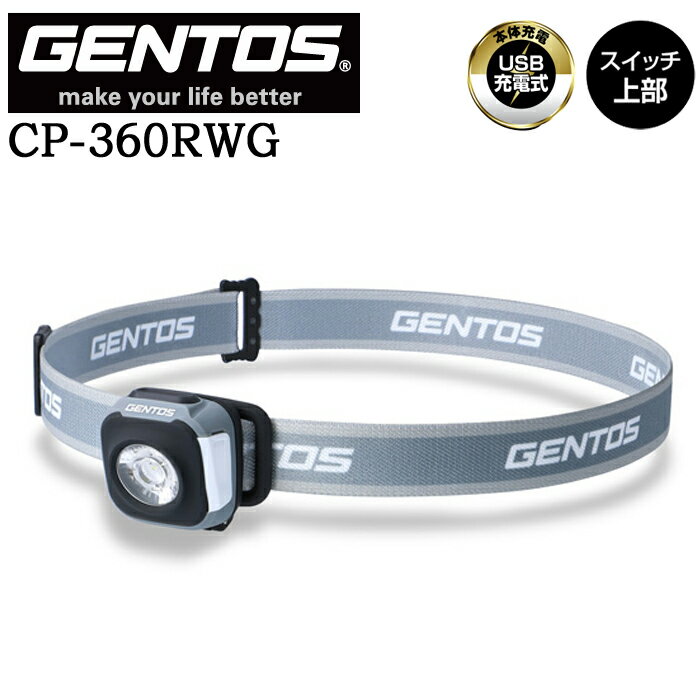 【ポイント10倍】GENTOS ジェントス CP-360RWG 超軽量・高輝度USB充電式ヘッドライト