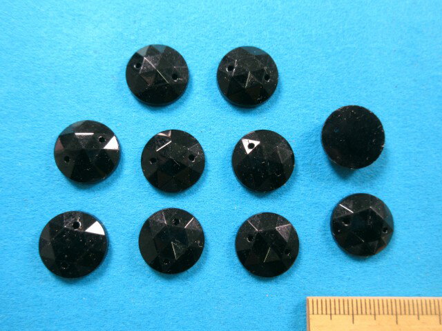 ミラーストーン(チェコガラス）丸・15mm黒