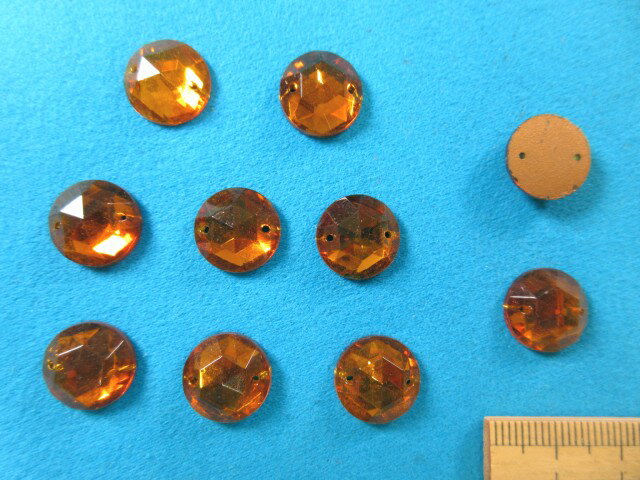 ミラーストーン(チェコガラス）丸・13mm山吹