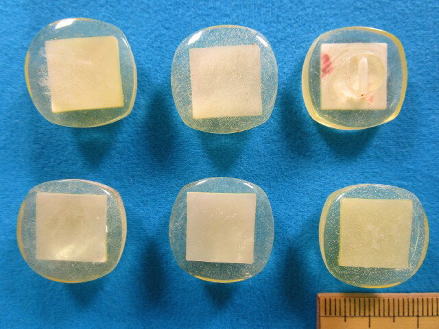 貝×樹脂ボタン（19mm） クリアイエロー系