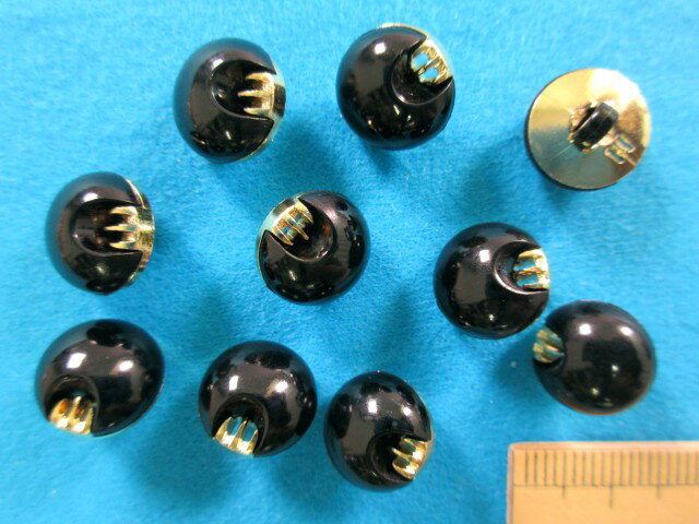 プラメタルボタン（11mm）黒×金