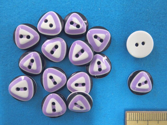 プラボタン（13mm）白×紫×黒