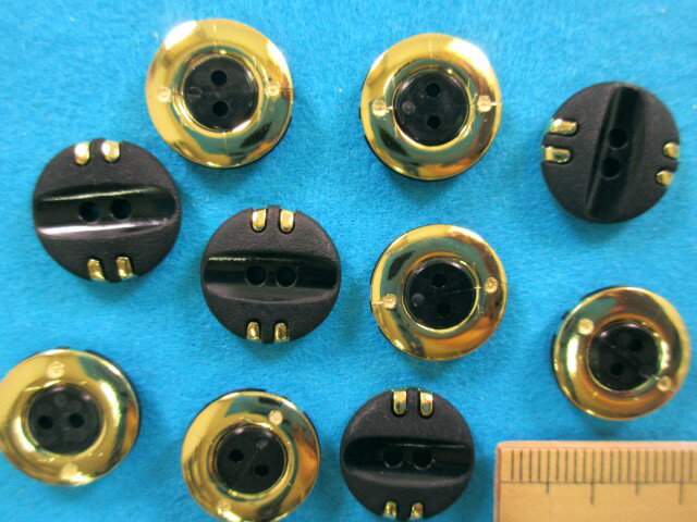 プラメタルボタン（15mm）黒×金