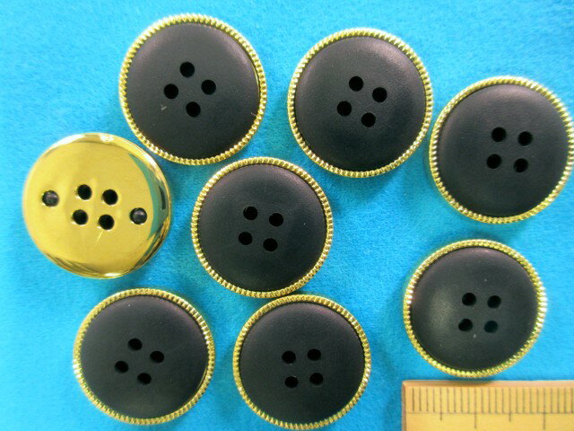 プラメタルボタン（20mm）黒×金