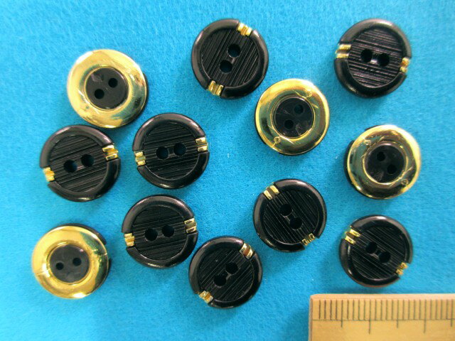 プラメタルボタン（13mm）黒×金