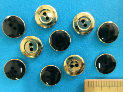 プラメタルボタン(13mm)黒×金 プラメタルボタン(13mm)黒×金