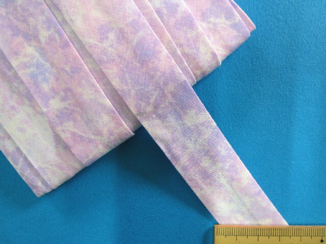 綿プリントワイドバイアス（両折れタイプ）マーブル・紫系（25mm幅　6m巻）