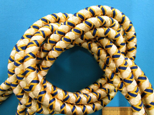 和調飾りコード(直径10mm 3m巻)アイボリー×渋イエロー×濃ブルー