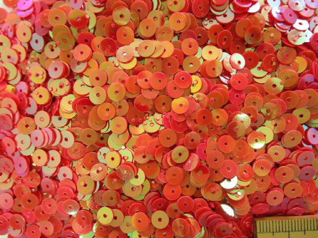 スパンコール　5mm（100g・10000枚）パール朱赤系