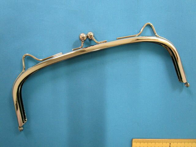 口金・がま口（カン付き　21.5cm）銀//