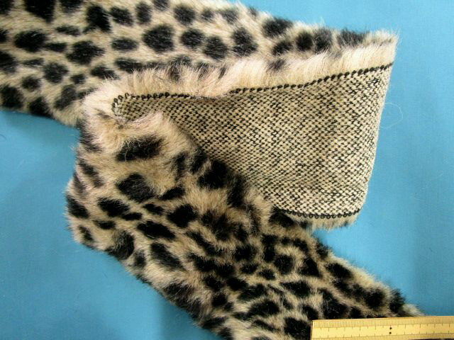 フェイクファーテープ（アニマル）ベージュ×黒　2m　8cm幅