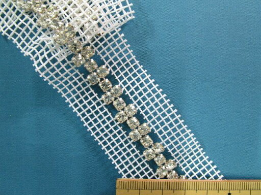 ラインストーンブレード(3.5cm幅 1m巻)クリア×白 ラインストーンブレード(3.5cm幅 1m巻)クリア×白