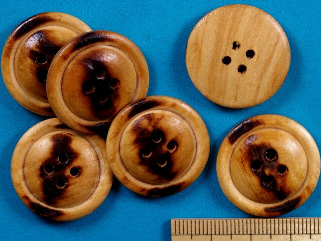 在庫処分ウッドボタン(25mm)濃ベージュ系
