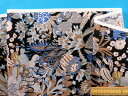綿ローンプリント生地植物/カメレオン黒×薄茶(105cm幅 ...