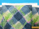 綿プリントソフトローン生地グリン×紺×紫ピンク（110cm幅 2m）