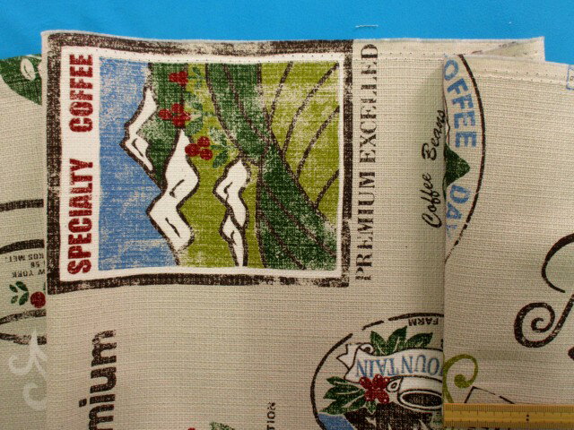 綿中厚プリペラプリント生地コーヒー・薄グレー系（105cm幅　1m）