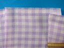 綿ダブルガーゼ生地チェック オフ白×紫（105cm幅 0．5m）