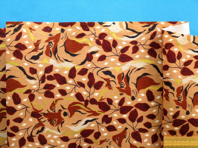 USAコットン生地動物・茶×金（105cm幅　2m）のサムネイル