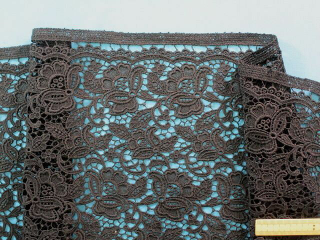 レーヨンケミカルレース生地花・黒（45cm幅　2m）