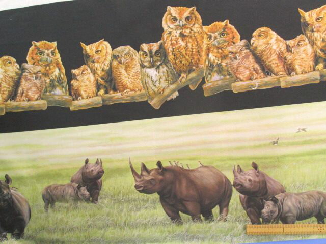 綿プリント生地動物・ブルー×黒（110cm幅　2m）