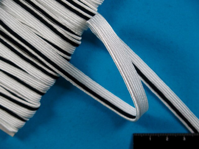 在庫処分パイピング白×黒（0．9cm幅　10m巻）