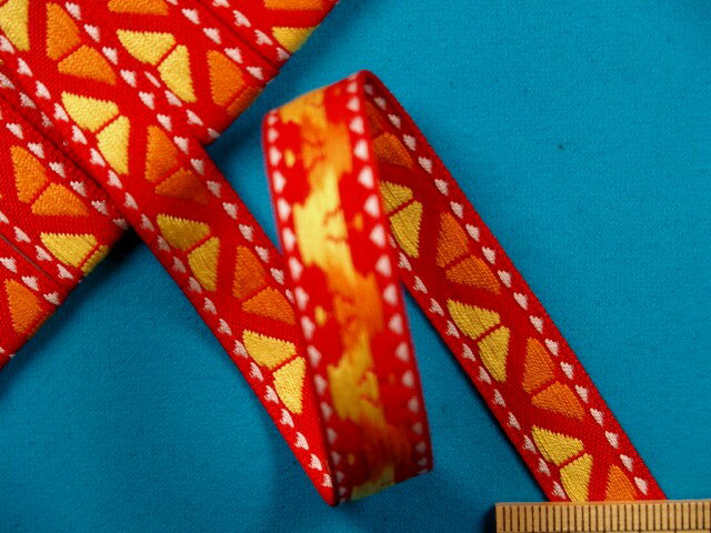 在庫処分チロルテープオレンジ×赤×イエロー（1．4cm幅　5m巻）