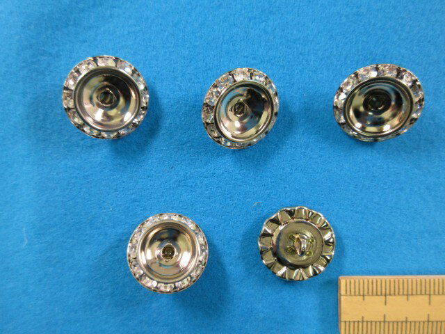 デコ用・石入りボタン(1.8cm)銀×クリア