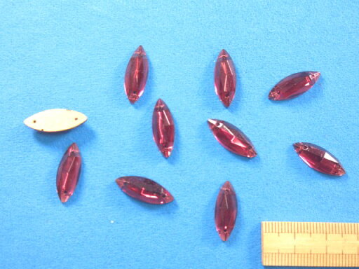 ミラーストーン(チェコガラス)マーキス・19mm×8mm赤紫 ミラーストーン(チェコガラス)マーキス・19mm×8mm赤紫
