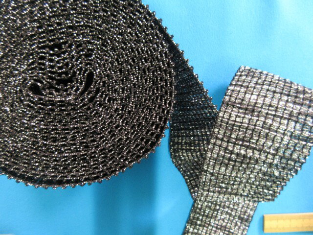 在庫処分ラメ幅広ゴム銀