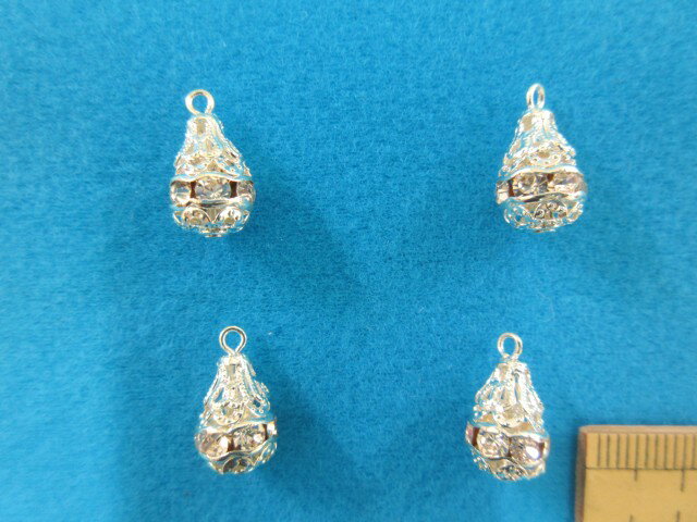 ラインストーンボール（カン付き・8mm）銀