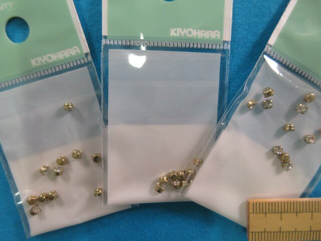 爪付クリスタルパーツ3パックセット3mm　金